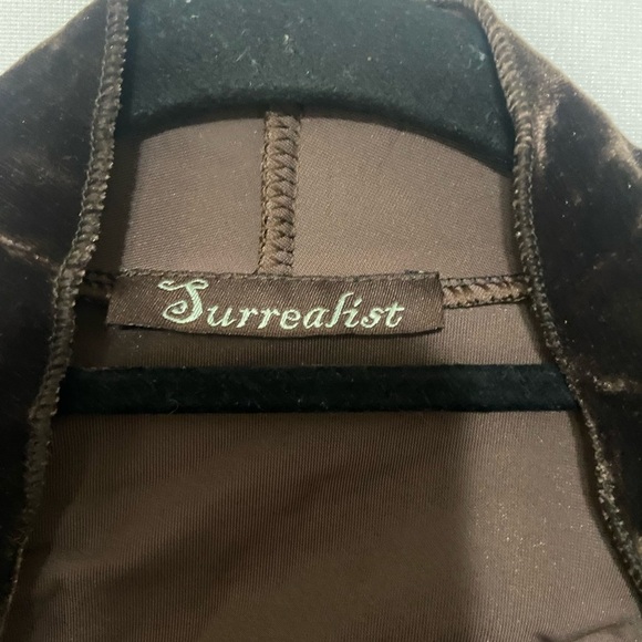 Surrealist EUC brown velvet open front cardigan with applique floral size 4 - Picture 5 of 6